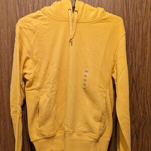 Uniqlo Sweat Pullover Drawstring Hoodie 100% Cotton Yellow Unisex Men's XXS
